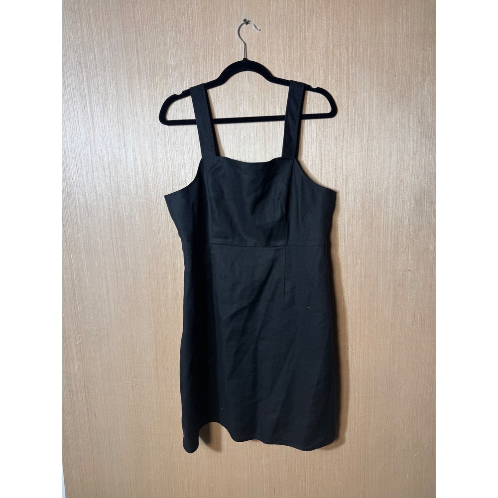 J.‎ Crew Black Linen Blend Square Neck Pinafore Dress Size 12
